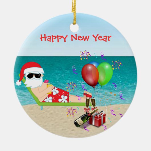 Tropische kerstkerstversiering nieuwe jaren keramisch ornament (Achterkant)