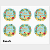 Tropische Kerstkrans Ronde Sticker (Vel)