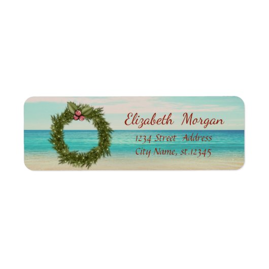 Tropische Kerstkrans, Strand Etiket (Voorkant)