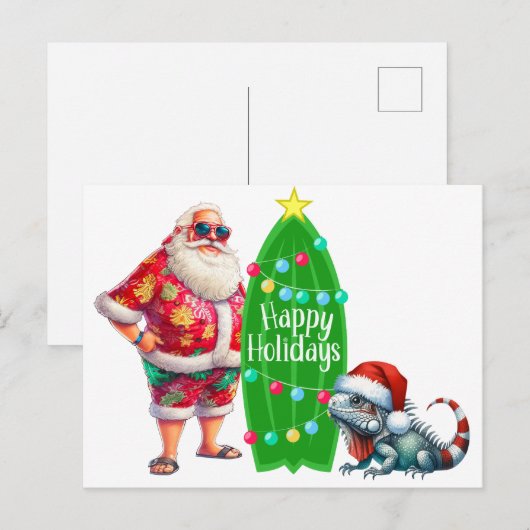 Tropische kerstman briefkaart (Voorkant / Achterkant)