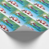 tropische kerstman cadeaupapier (Hoek)