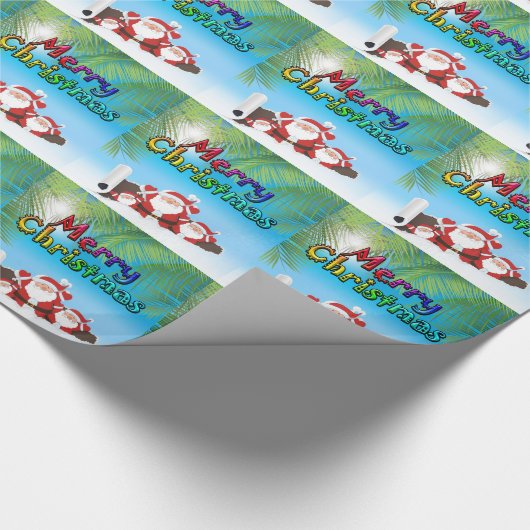 tropische kerstman cadeaupapier (Hoek)