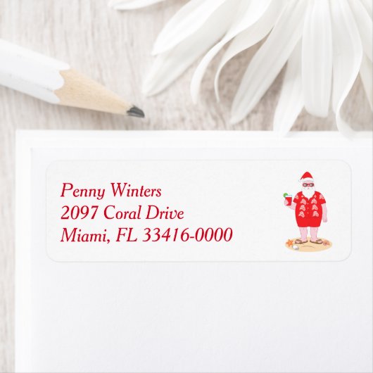 Tropische kerstman etiket (Insitu)