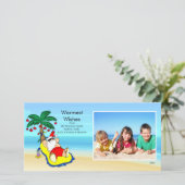 Tropische Kerstman Familie Fotokaart. Feestdagenkaart (Staand voorkant)