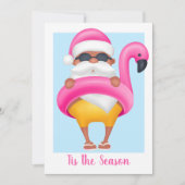 Tropische Kerstman Flamingo Kerst Niet-Foto Feestdagenkaart (Voorkant)