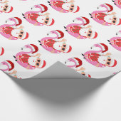 Tropische Kerstman Flamingo Kerstmis Cadeaupapier (Hoek)