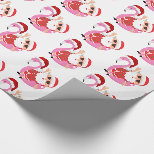 Tropische Kerstman Flamingo Kerstmis Cadeaupapier (Hoek)