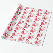 Tropische Kerstman Flamingo Kerstmis Cadeaupapier (Uitgerold)