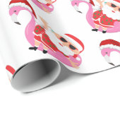 Tropische Kerstman Flamingo Kerstmis Cadeaupapier (Rol Hoek)