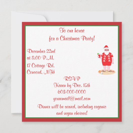 Tropische kerstman kaart (Achterkant)