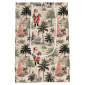 Tropische Kerstman Kerstcadeau tas Medium Cadeauzakje (Achterkant)