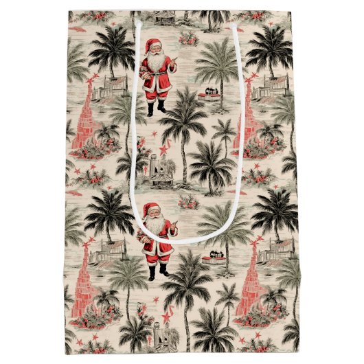 Tropische Kerstman Kerstcadeau tas Medium Cadeauzakje (Achterkant)