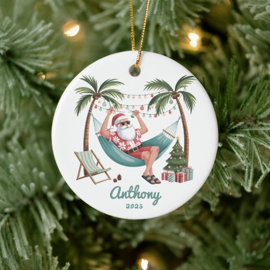 Tropische Kerstman Kerstmis Keramisch Ornament (Boom)