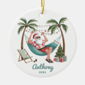 Tropische Kerstman Kerstmis Keramisch Ornament (Voorkant)