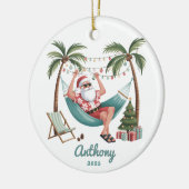 Tropische Kerstman Kerstmis Keramisch Ornament (Links)