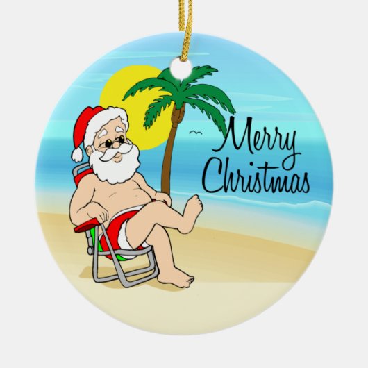 Tropische Kerstman Kerstversiering Keramisch Ornament (Voorkant)