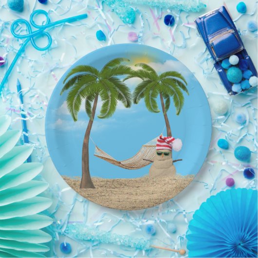 Tropische kerstman met Hammock Paper Pla Papieren Bordje (Feest)