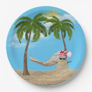 Tropische kerstman met Hammock Paper Pla Papieren Bordje