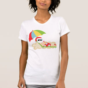 Tropische kerstman op strand t-shirt