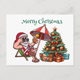 Tropische Kerstman Prettig Kerstfeest Briefkaart