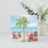 Tropische Kerstman & Rudolf Kerstmis in Juli Feest Feestdagenkaart (Staand voorkant)