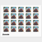 Tropische Kerstman Sticker – Kerst op het Strand (Vel)