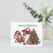 Tropische Kerstman Vrolijk Kerstfeest Briefkaart (Staand voorkant)