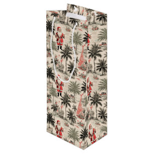 Tropische Kerstman Wijn Gift Bag Cadeautas