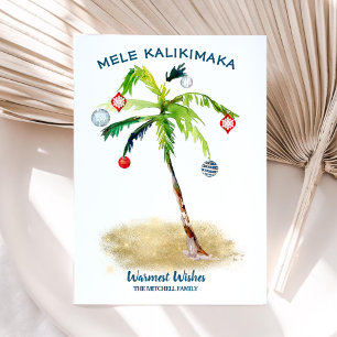Tropische kerstmanmiele Kalikimaka Palm Tree Feestdagenkaart