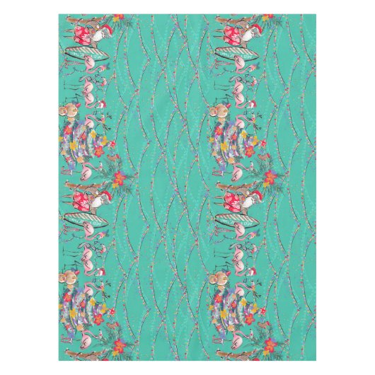 Tropische kerstmannen met Santa en Flamingo's Tafelkleed (Voorkant)