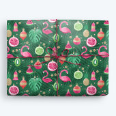 Tropische Kerstmis Flamingo Decoraties Cadeaupapier