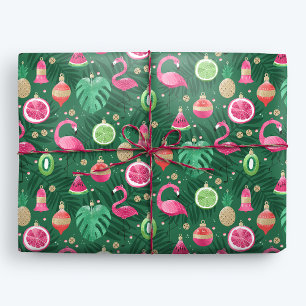 Tropische Kerstmis Flamingo Decoraties Cadeaupapier