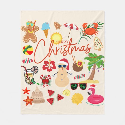 Tropische Kerstmis Fleece Deken (Voorkant)