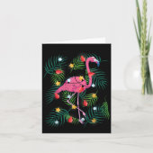 Tropische kerstmis Funny Pink Flamingo Hawaiian Ch Kaart (Voorkant)