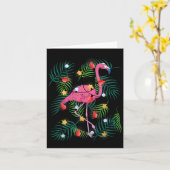 Tropische kerstmis Funny Pink Flamingo Hawaiian Ch Kaart (Gele Bloem)