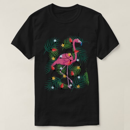 Tropische kerstmis Funny Pink Flamingo Hawaiian Ch T-shirt (Design voorkant)