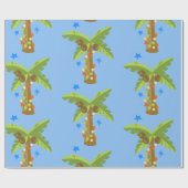 Tropische Kerstmis Juli Palmboom Zomer Kerstmis Cadeaupapier (Vlak)