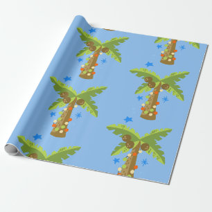 Tropische Kerstmis Juli Palmboom Zomer Kerstmis Cadeaupapier