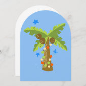 Tropische Kerstmis Juli Palmboom Zomer Kerstmis Kaart (Voorkant / Achterkant)