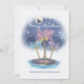 Tropische kerstmis met de palmboom van Santa Reind Feestdagenkaart (Voorkant)