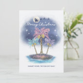 Tropische kerstmis met de palmboom van Santa Reind Feestdagenkaart (Staand voorkant)