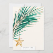 Tropische kerstmis met groene en goudpalm feestdagenkaart (Achterkant)