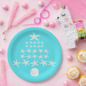 Tropische kerstmis met Sand Dollar Aqua Papieren Bordje (Feest)