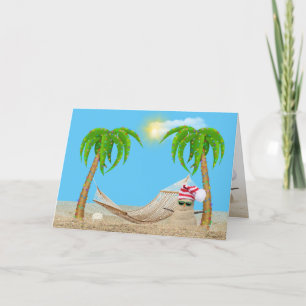Tropische Kerstmis met sandman en hammock Feestdagen Kaart