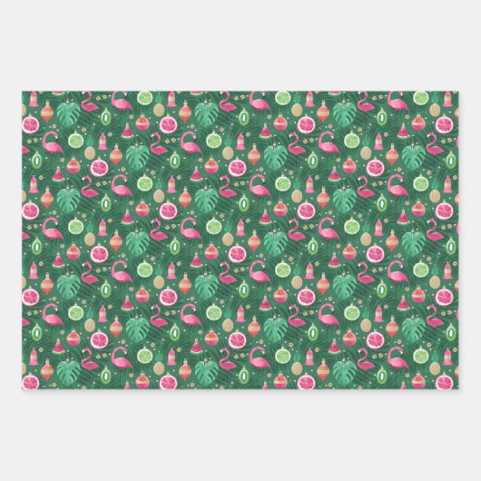 Tropische Kerstmis Set van 3 Inpakpapier Vel (Voorkant)
