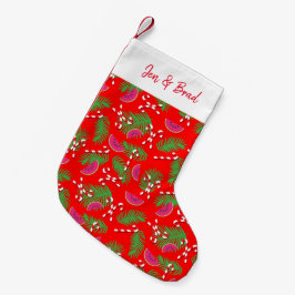 Tropische kerstpalmbladeren rood kleine kerstsok