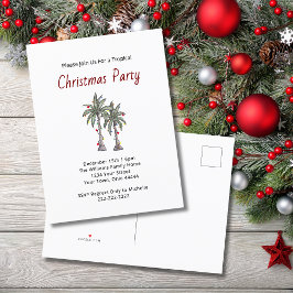 Tropische kerstpalmbomen Beach Holiday Party Uitnodiging Briefkaart
