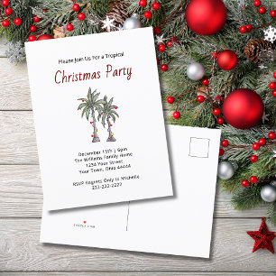 Tropische kerstpalmbomen Beach Holiday Party Uitnodiging Briefkaart