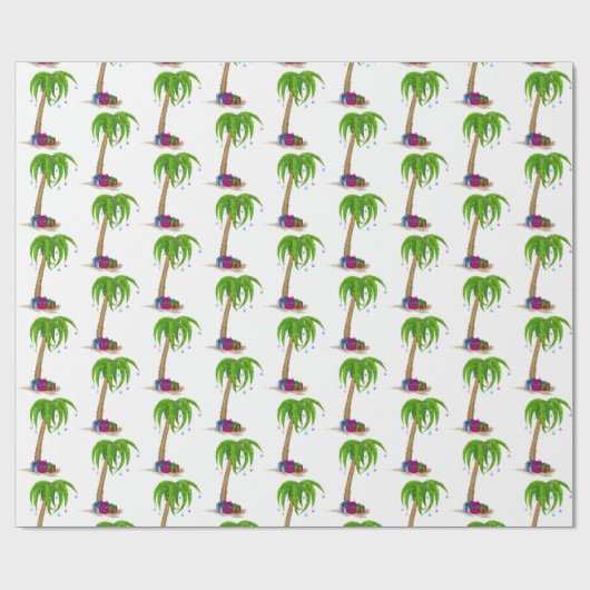Tropische kerstpalmbomen cadeaupapier (Vlak)
