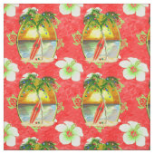 Tropische kerstpalmbomen stof (Swatch)
